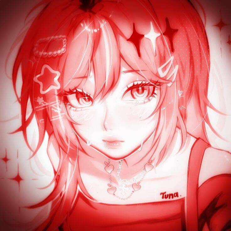 Red Anime Girl Aesthetic PFP Profile Picture