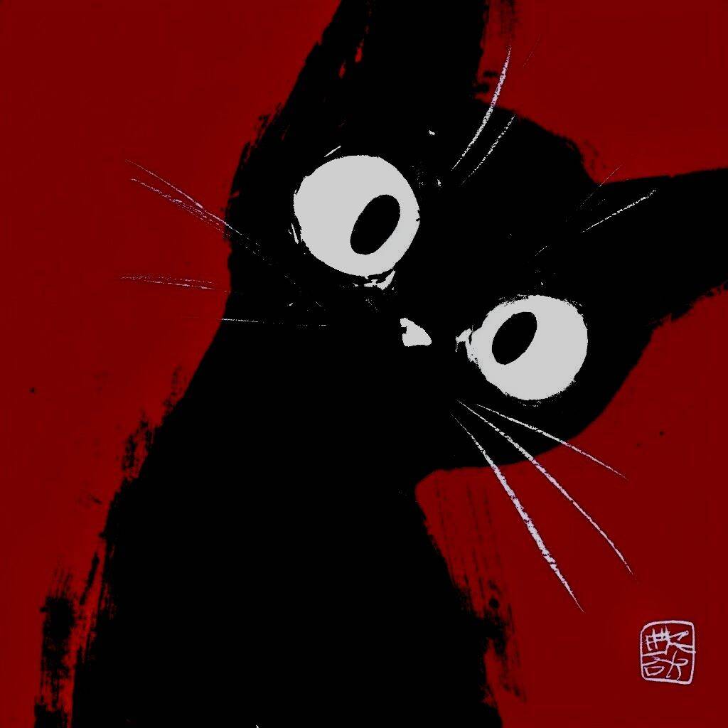 Red pfp Profile Picture Cat Aesthetic Bold Red Background