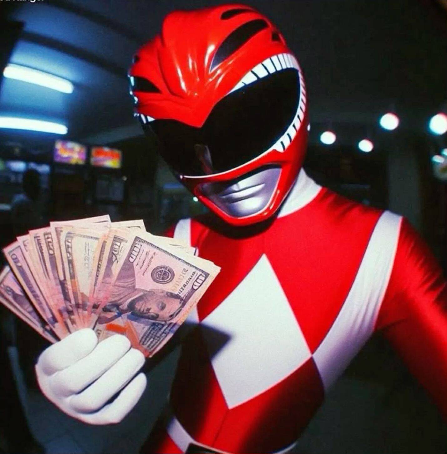 Red pfp Profile Picture Power Ranger with Money