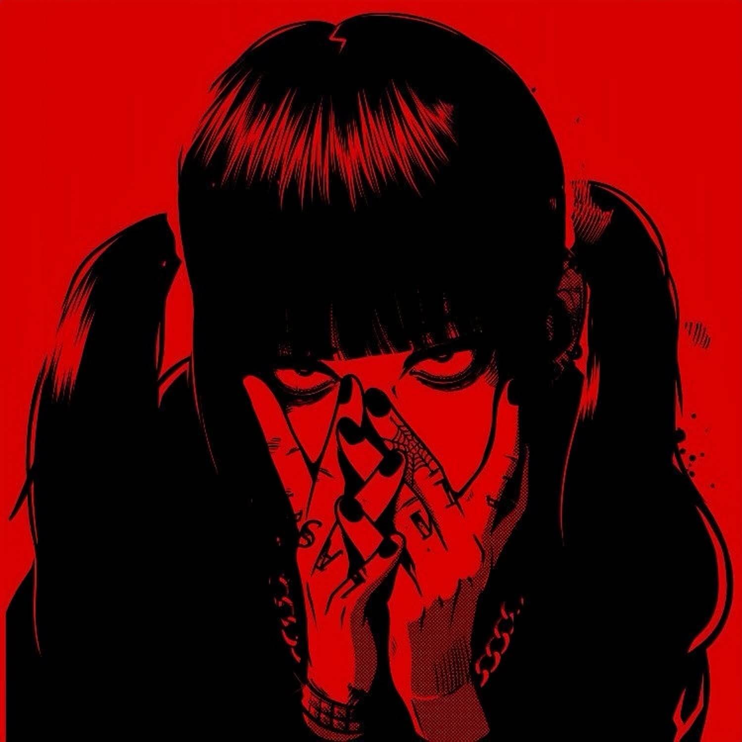 Red pfp Profile Picture Aesthetic Dark Red Mysterious Girl