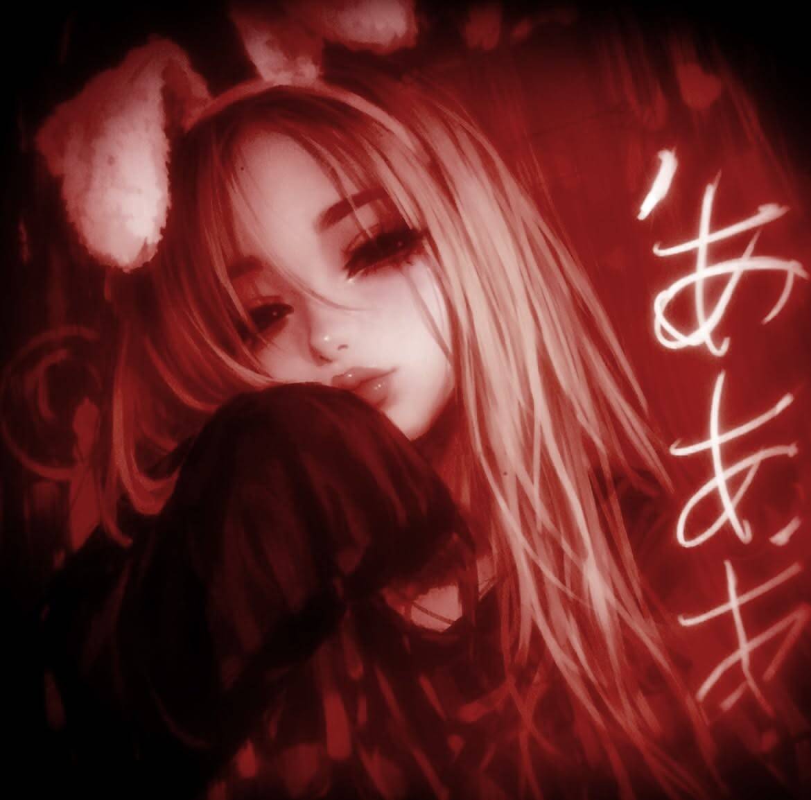 Red pfp Profile Picture Aesthetic Anime Girl Sad