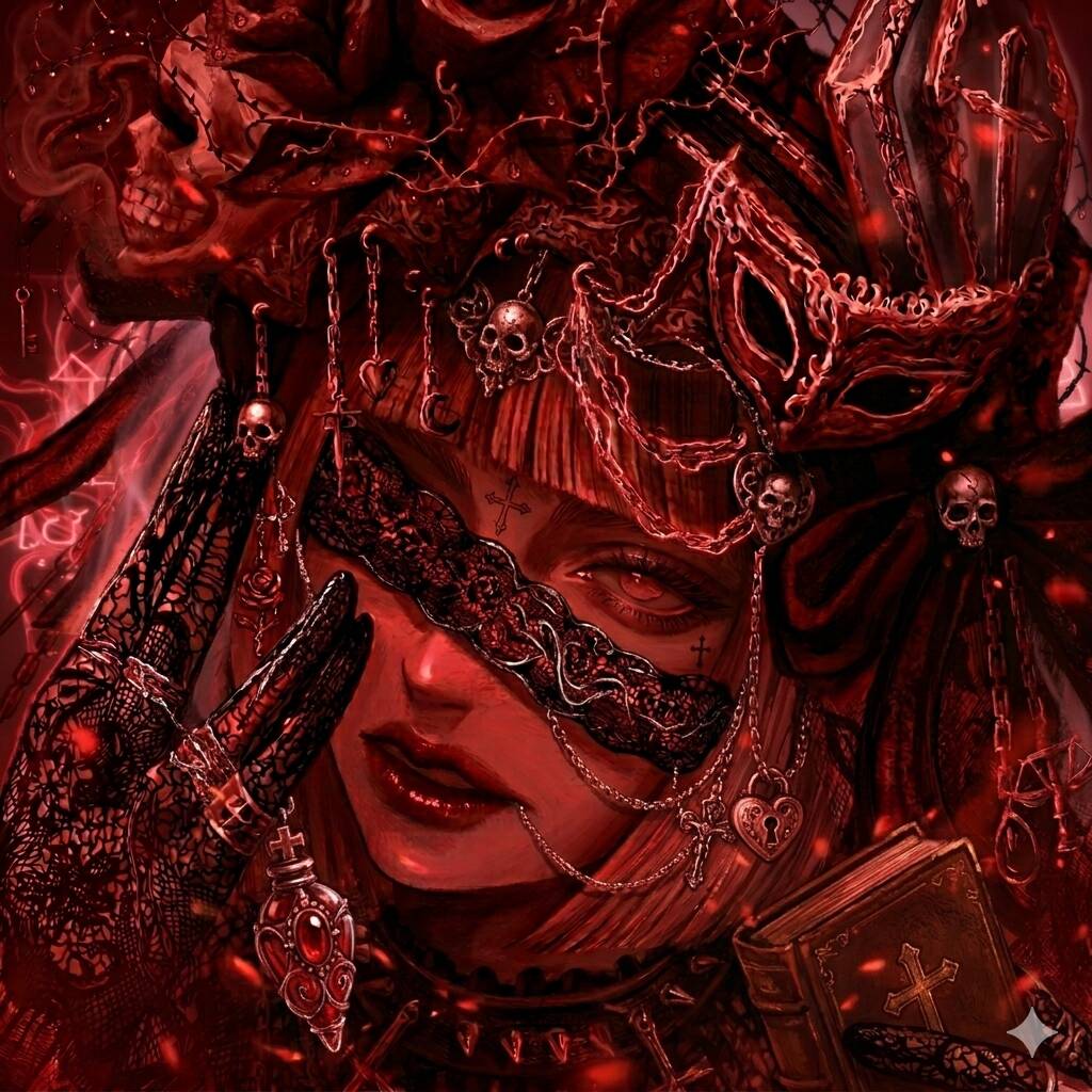 Dark Red Aesthetic PFP Profile Picture with Gothic Elements
