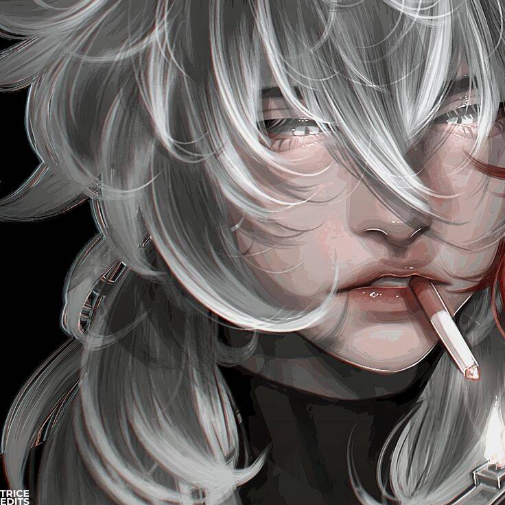 Red pfp Profile Picture Aesthetic Anime Girl with White Hair