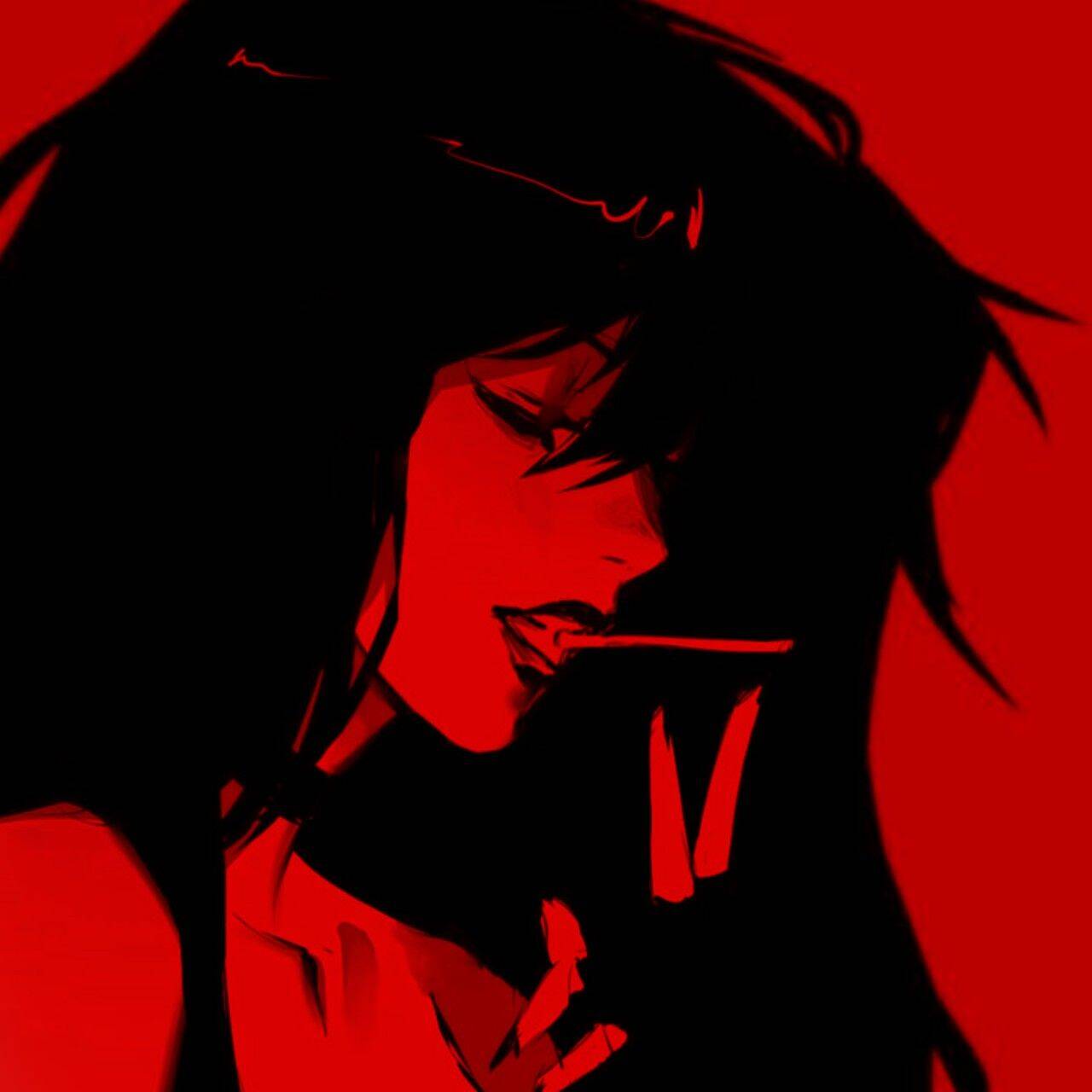 Red pfp Profile Picture Aesthetic Dark Red Anime Girl