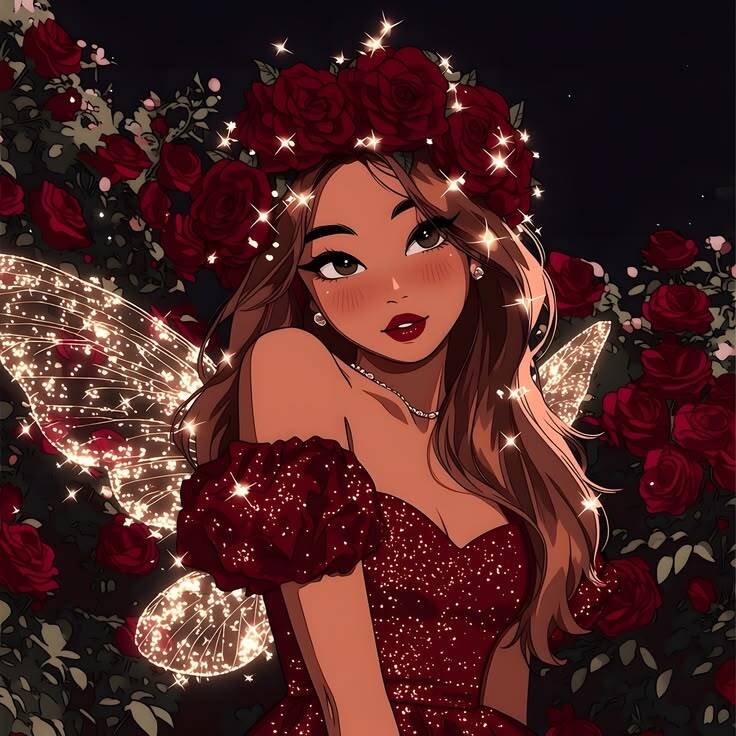 Red pfp Profile Picture Aesthetic Rose Fairy Cute Red