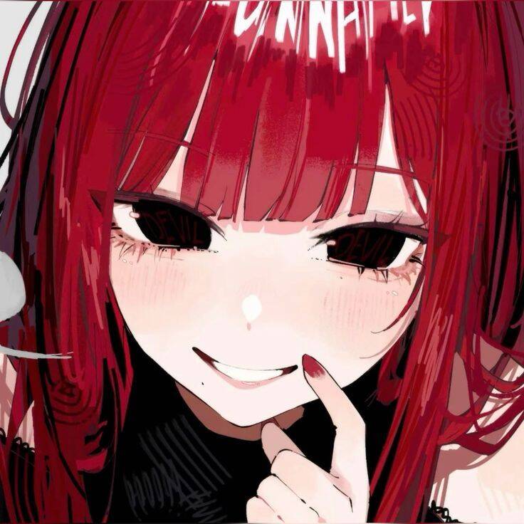 Red Anime Girl PFP Profile Picture Cute Aesthetic Red Hair