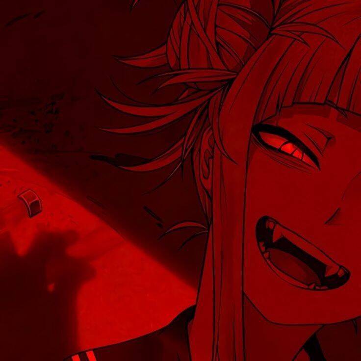Red pfp Profile Picture Aesthetic Anime Girl with Fangs