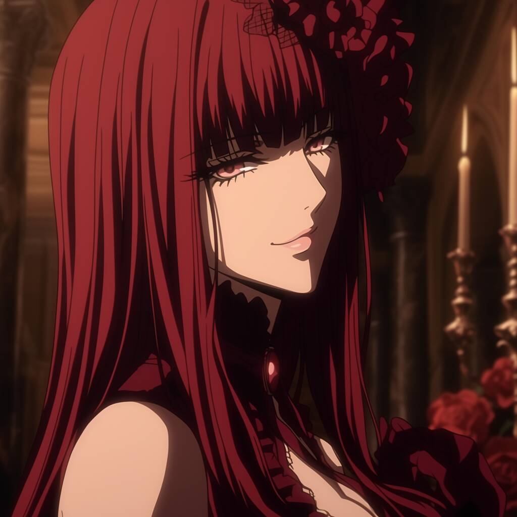 Red pfp Profile Picture Aesthetic Anime Girl with Long Red Hair