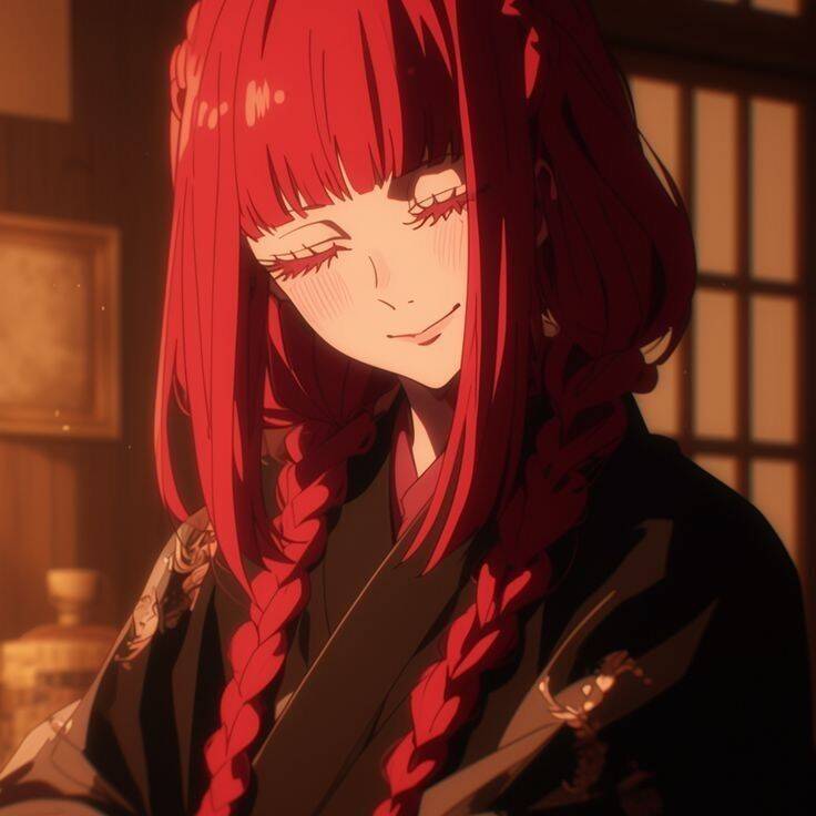 Red Anime Girl pfp Profile Picture Aesthetic Cute Red Hair