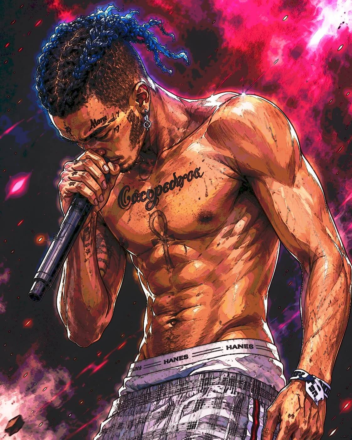 XXXTentacion pfp Profile Picture Anime Style with Microphone