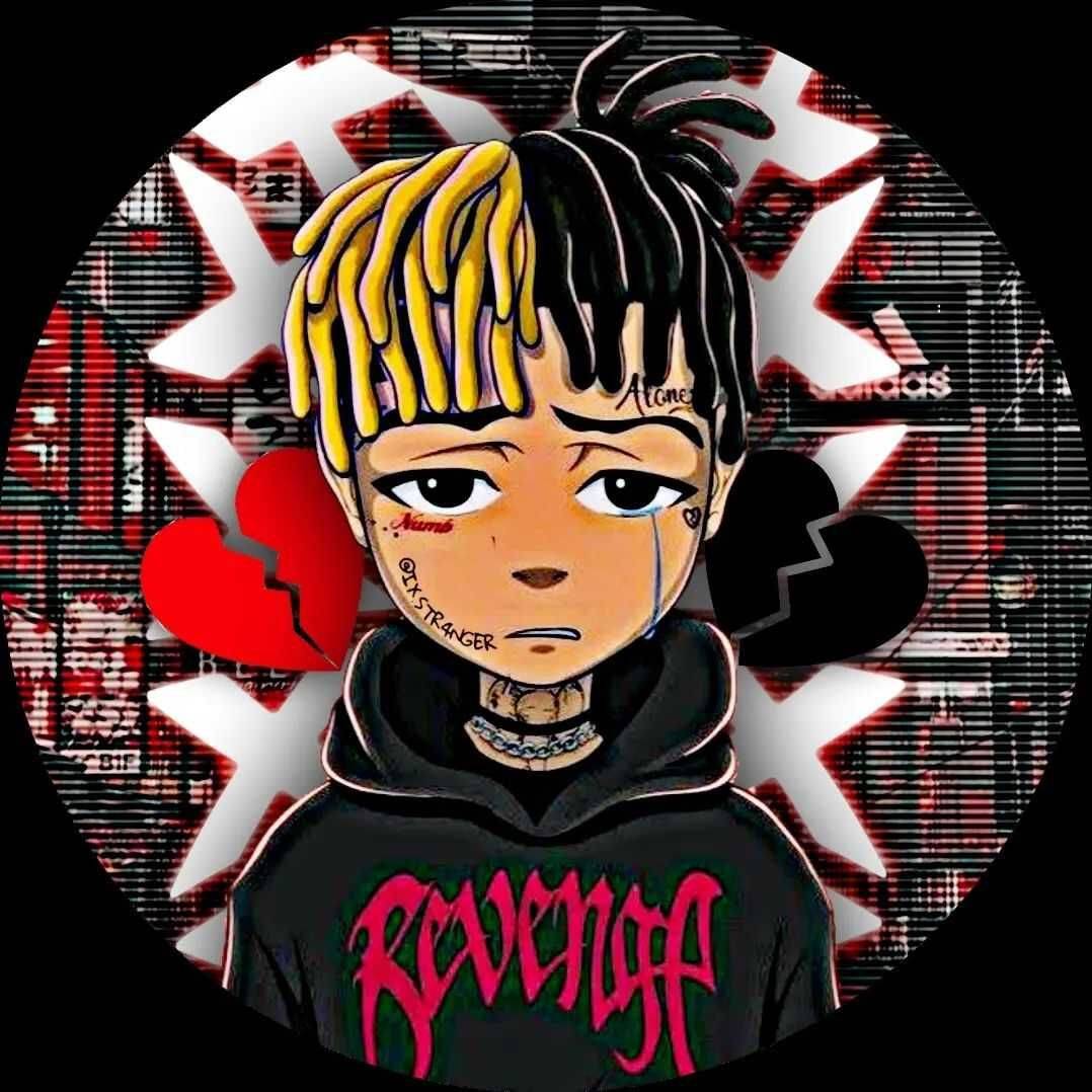 XXXTentacion pfp Profile Picture Cartoon Style with Broken Heart