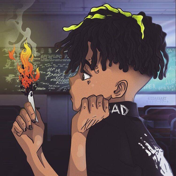 XXXTentacion pfp Profile Picture Anime Style Smoking