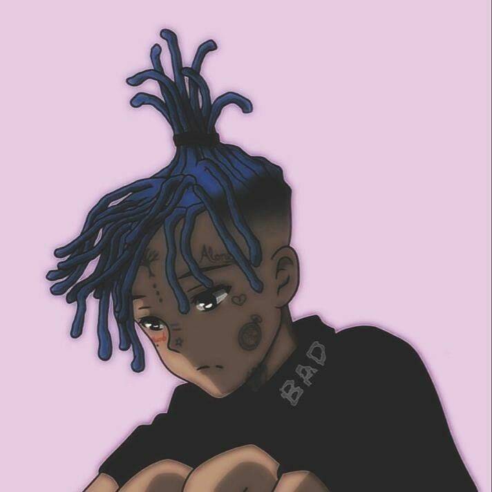 XXXTentacion pfp Profile Picture Cartoon Style with Blue Hair